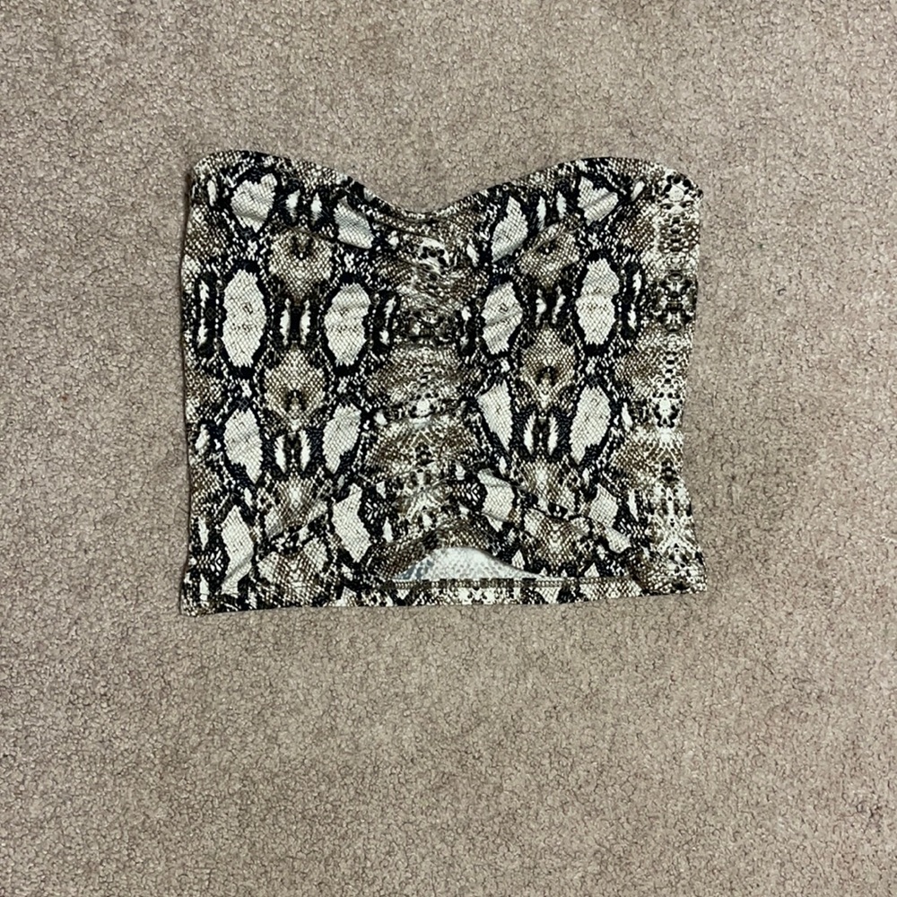 Cream snake skin tube top